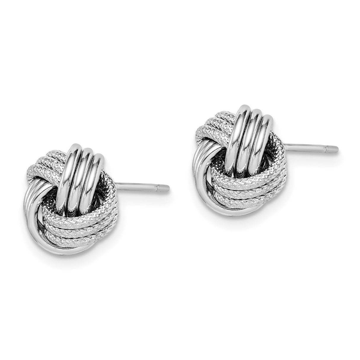 Sterling Silver Love Knot Stud Earrings with Textured and Polished Finish for Women