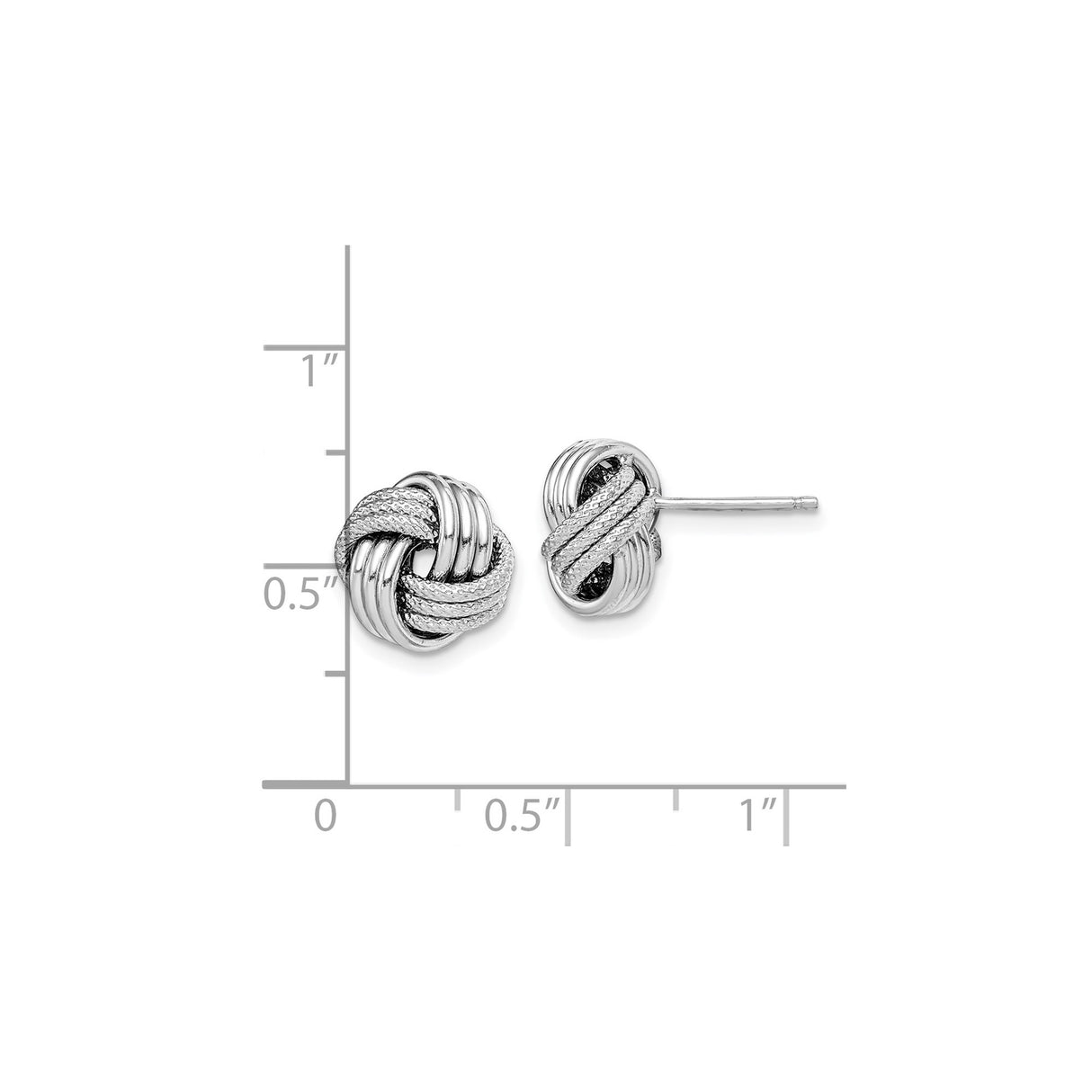 Sterling Silver Love Knot Stud Earrings with Textured and Polished Finish for Women