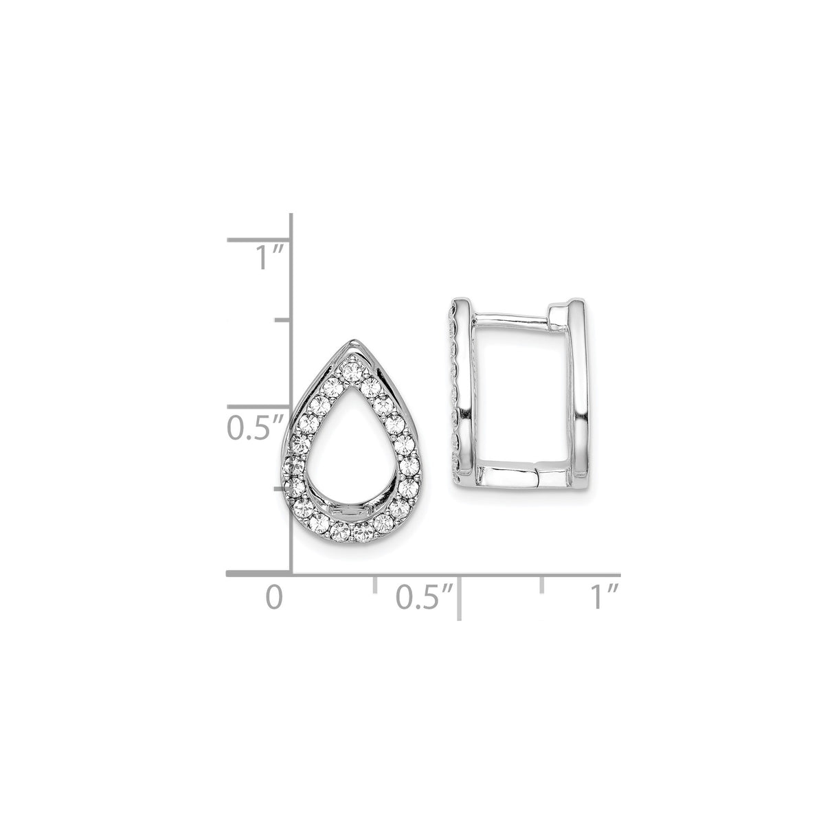 Sterling Silver Teardrop Hoop Earrings with Cubic Zirconia Pavé Outline