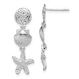 Sterling Silver Dangle Earrings with Sand Dollar, Seashell, and Starfish Charms, Coastal Theme