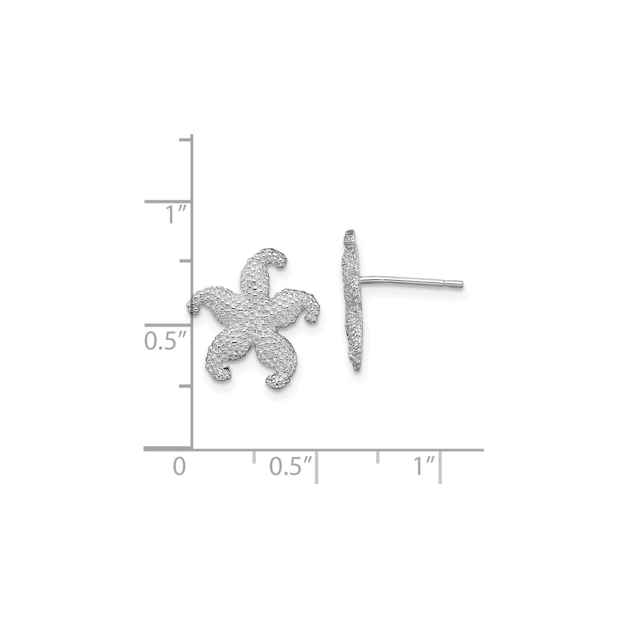 Sterling Silver Starfish Stud Earrings, Textured Nautical Beach Style for Women