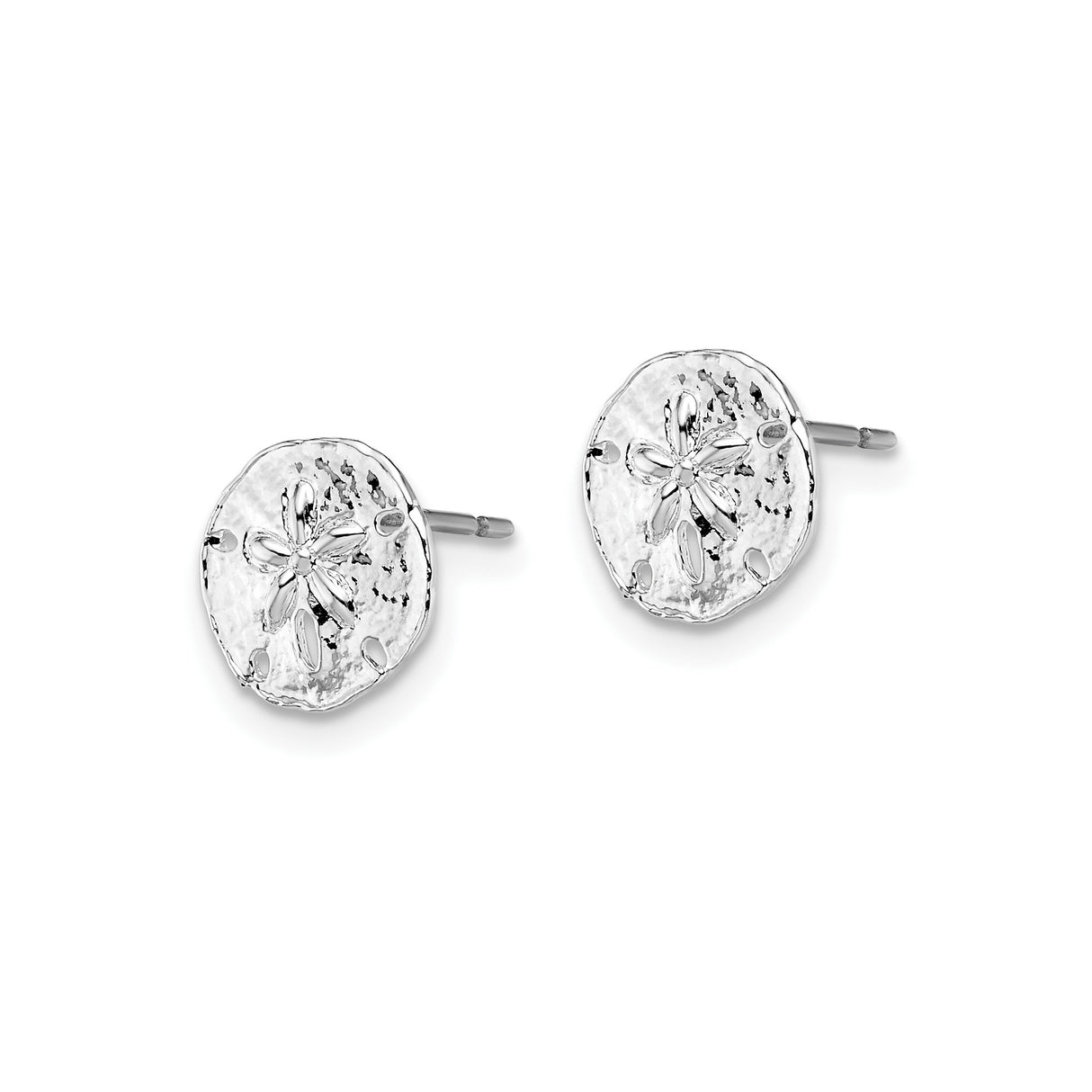 Sterling Silver Sand Dollar Stud Earrings, Coastal Nautical Design for Women