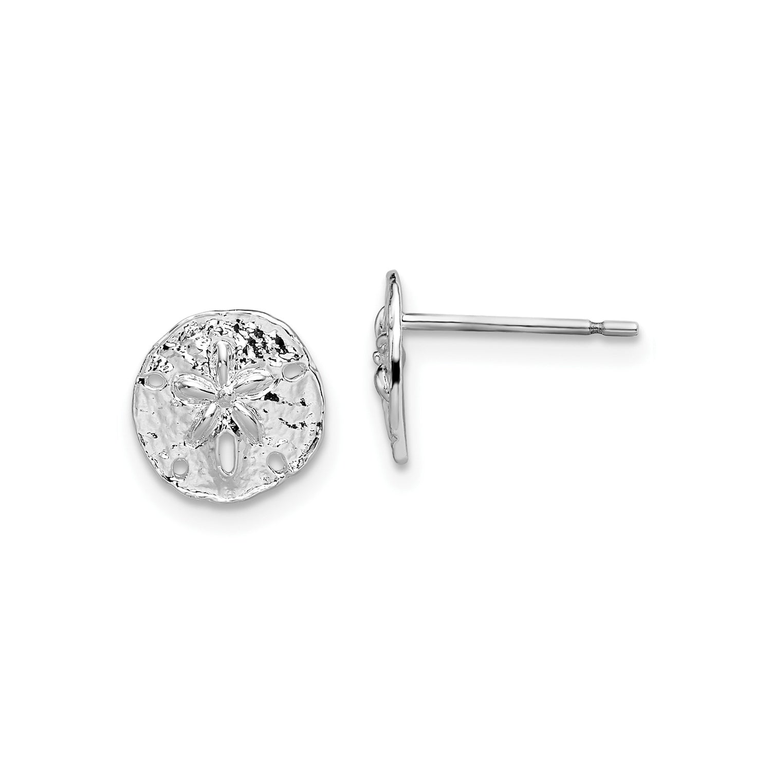 Sterling Silver Sand Dollar Stud Earrings, Coastal Nautical Design for Women