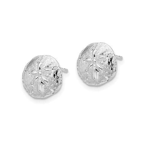 Sterling Silver Sand Dollar Stud Earrings, Textured Coastal Motif, Nautical Ocean Design