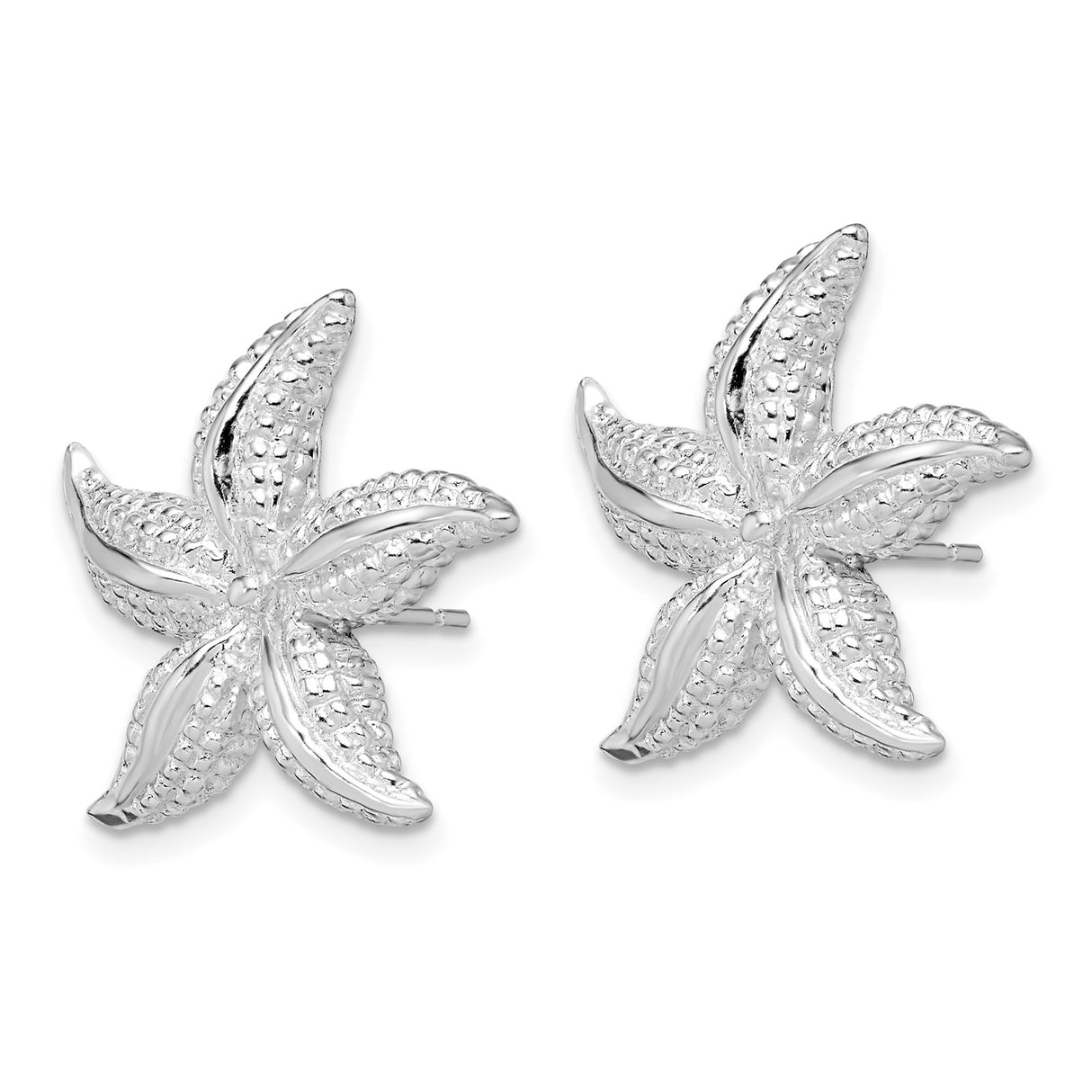 Sterling Silver Starfish Stud Earrings with Textured Nautical Design for Women