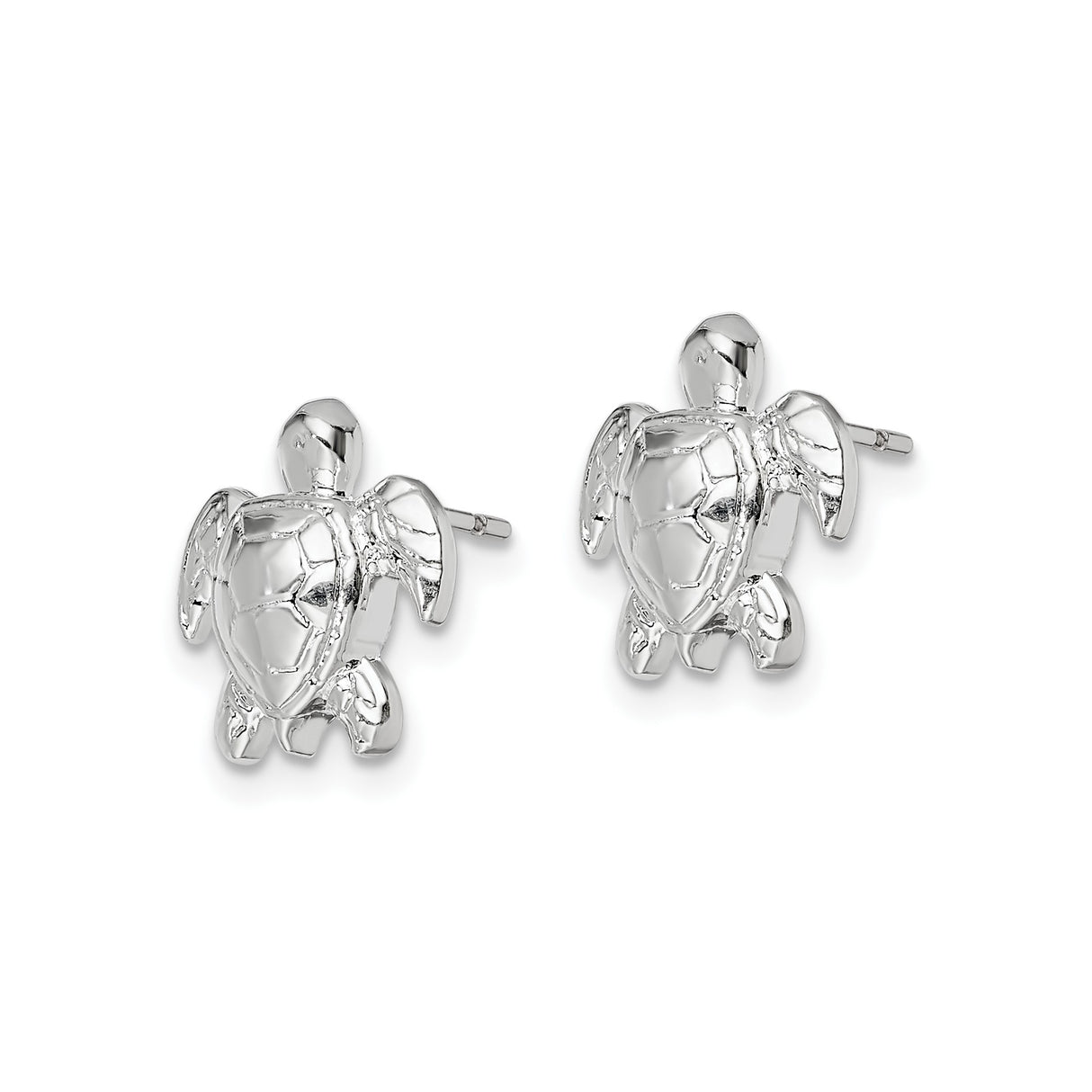 Sterling Silver Sea Turtle Stud Earrings with Flipper Shell Design, Nautical Animal Jewelry for Women