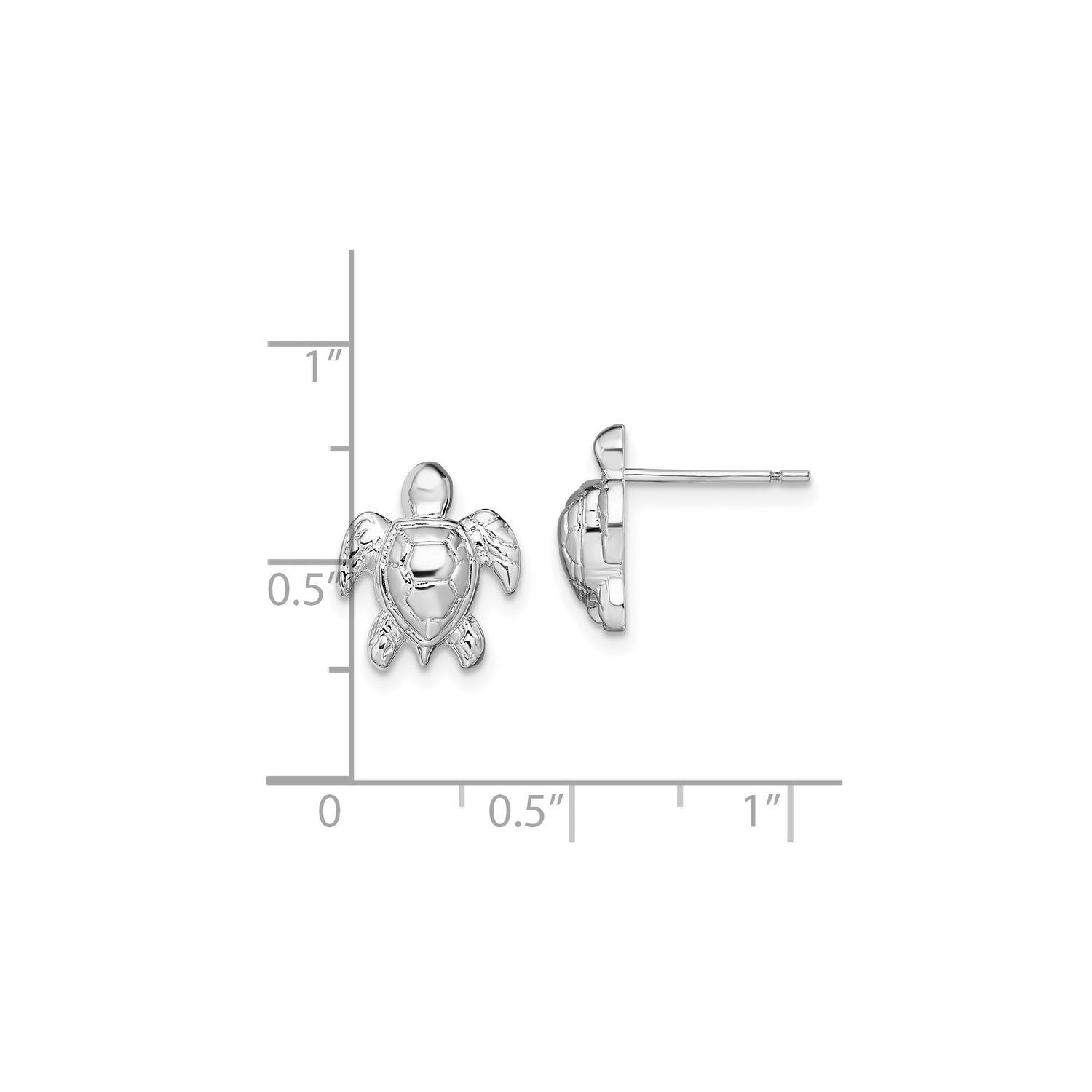 Sterling Silver Sea Turtle Stud Earrings with Flipper Shell Design, Nautical Animal Jewelry for Women