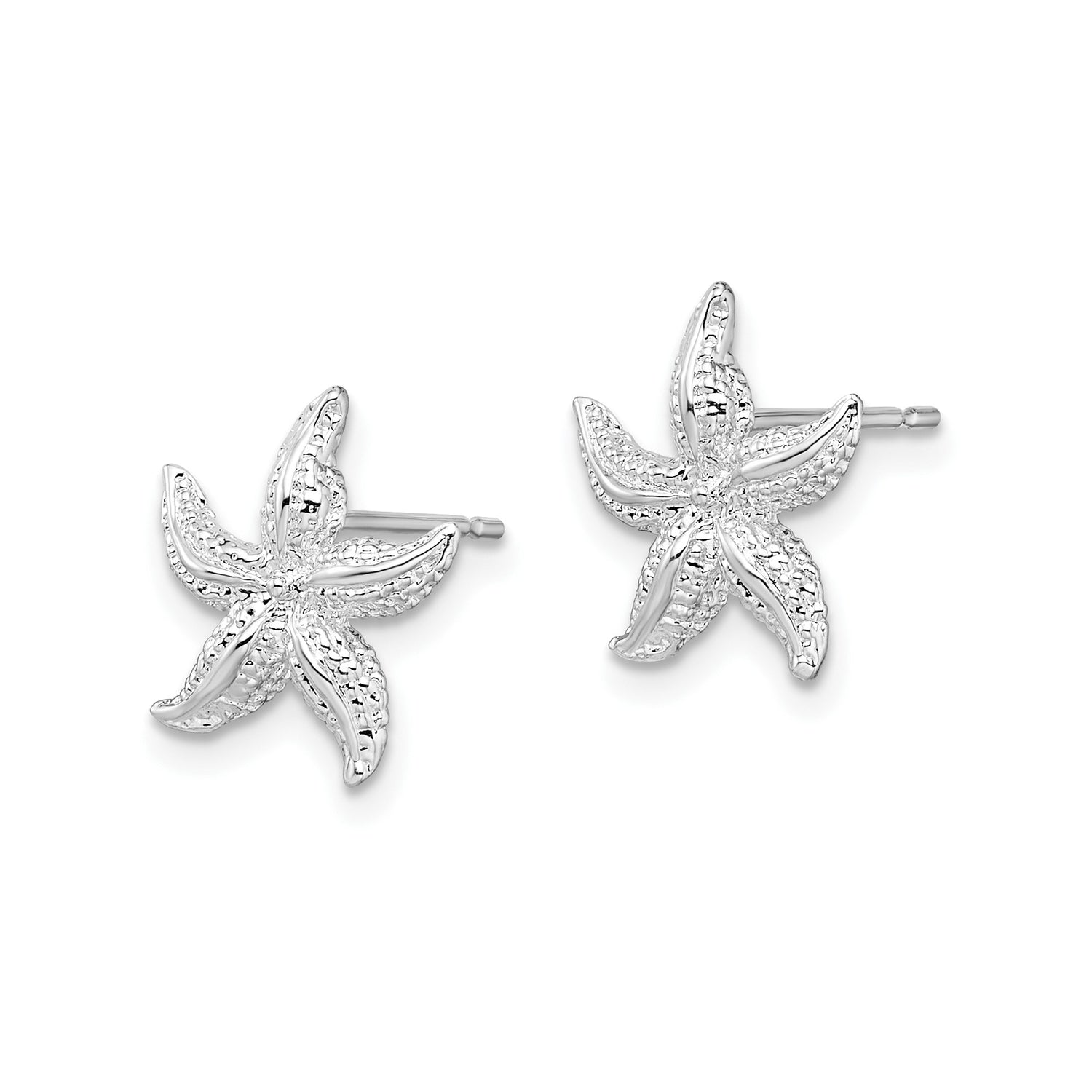 Sterling Silver Starfish Stud Earrings, Textured Nautical Marine Design