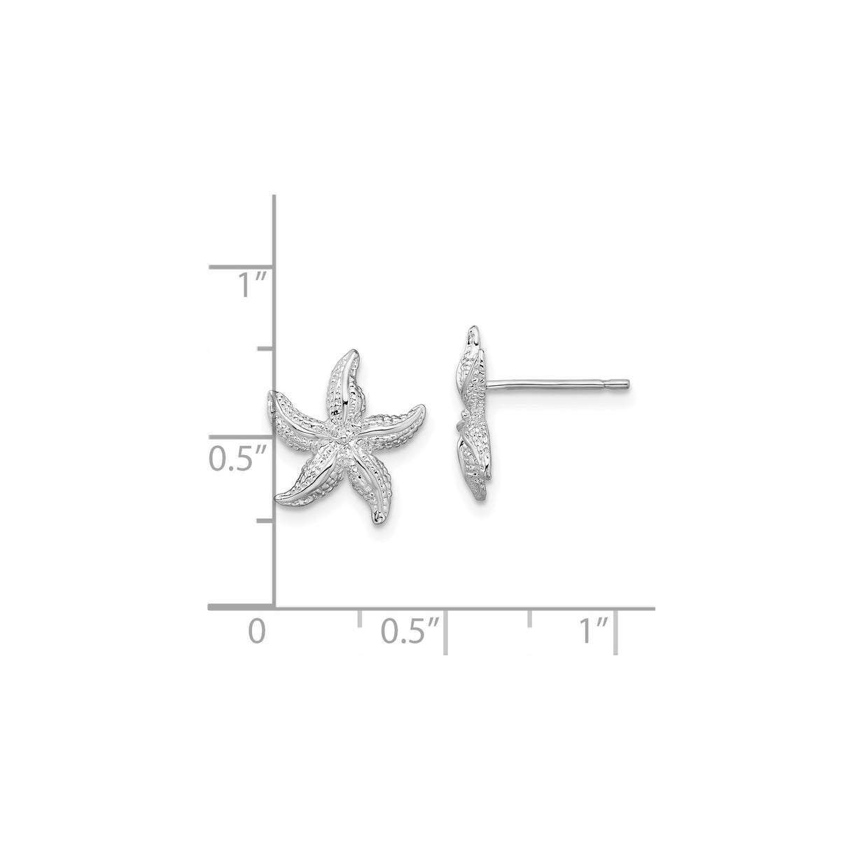 Sterling Silver Starfish Stud Earrings, Textured Nautical Marine Design