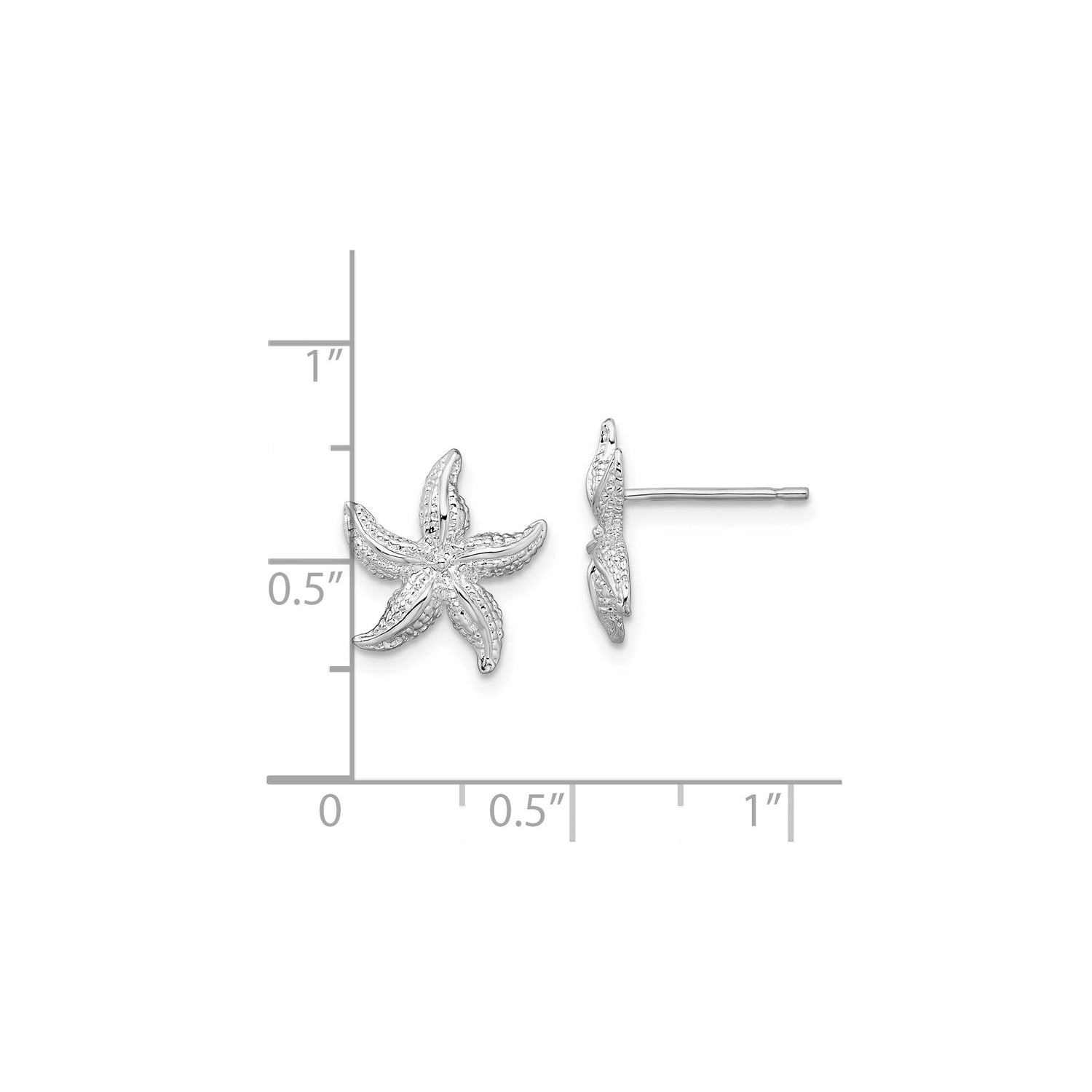 Sterling Silver Starfish Stud Earrings, Textured Nautical Marine Design