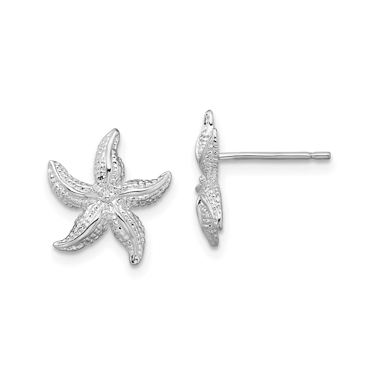 Sterling Silver Starfish Stud Earrings, Textured Nautical Marine Design