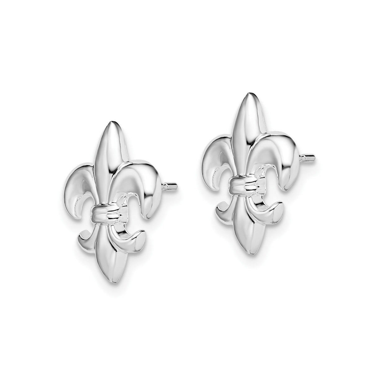 Sterling Silver Fleur de Lis Stud Earrings, Classic Lily Symbol European Style