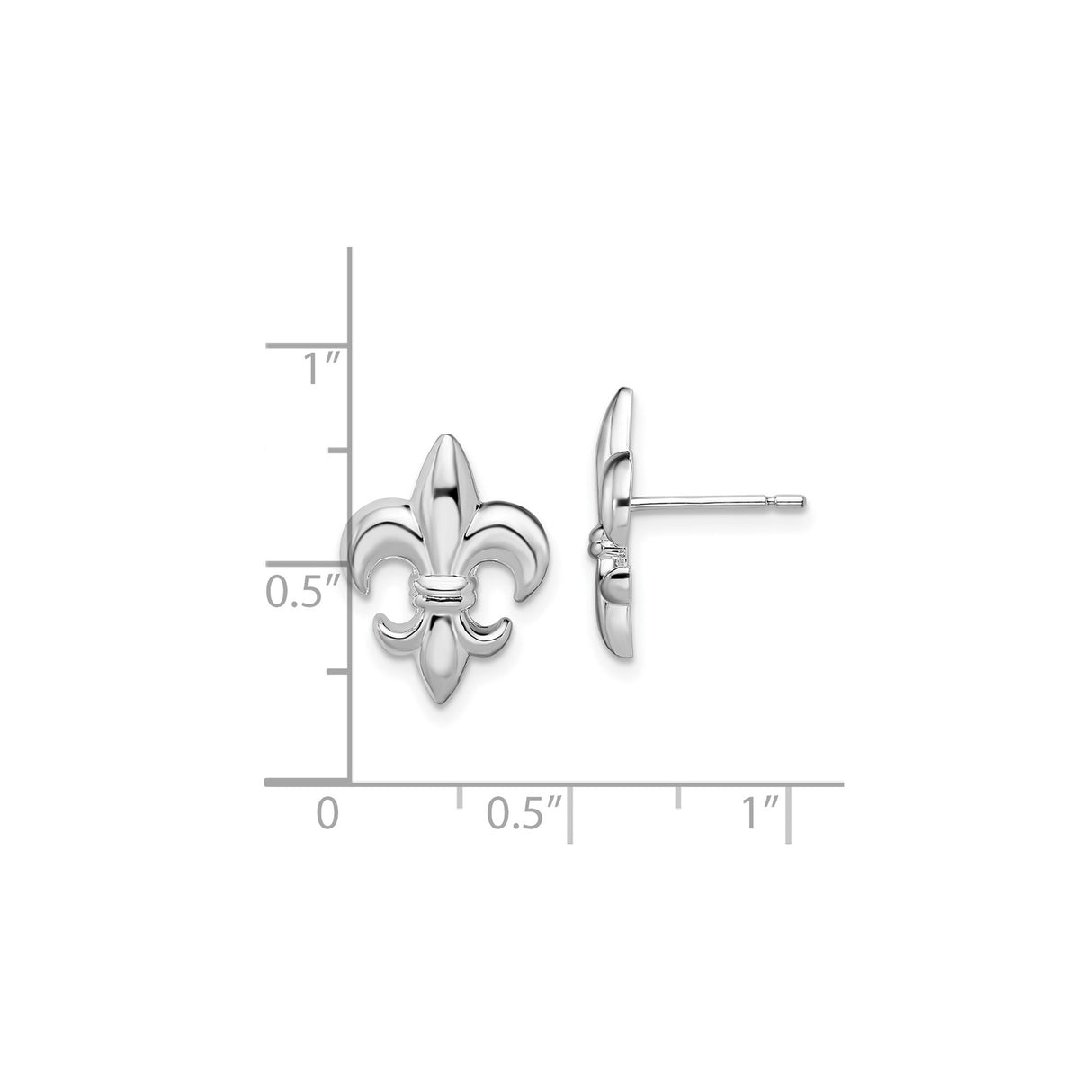 Sterling Silver Fleur de Lis Stud Earrings, Classic Lily Symbol European Style