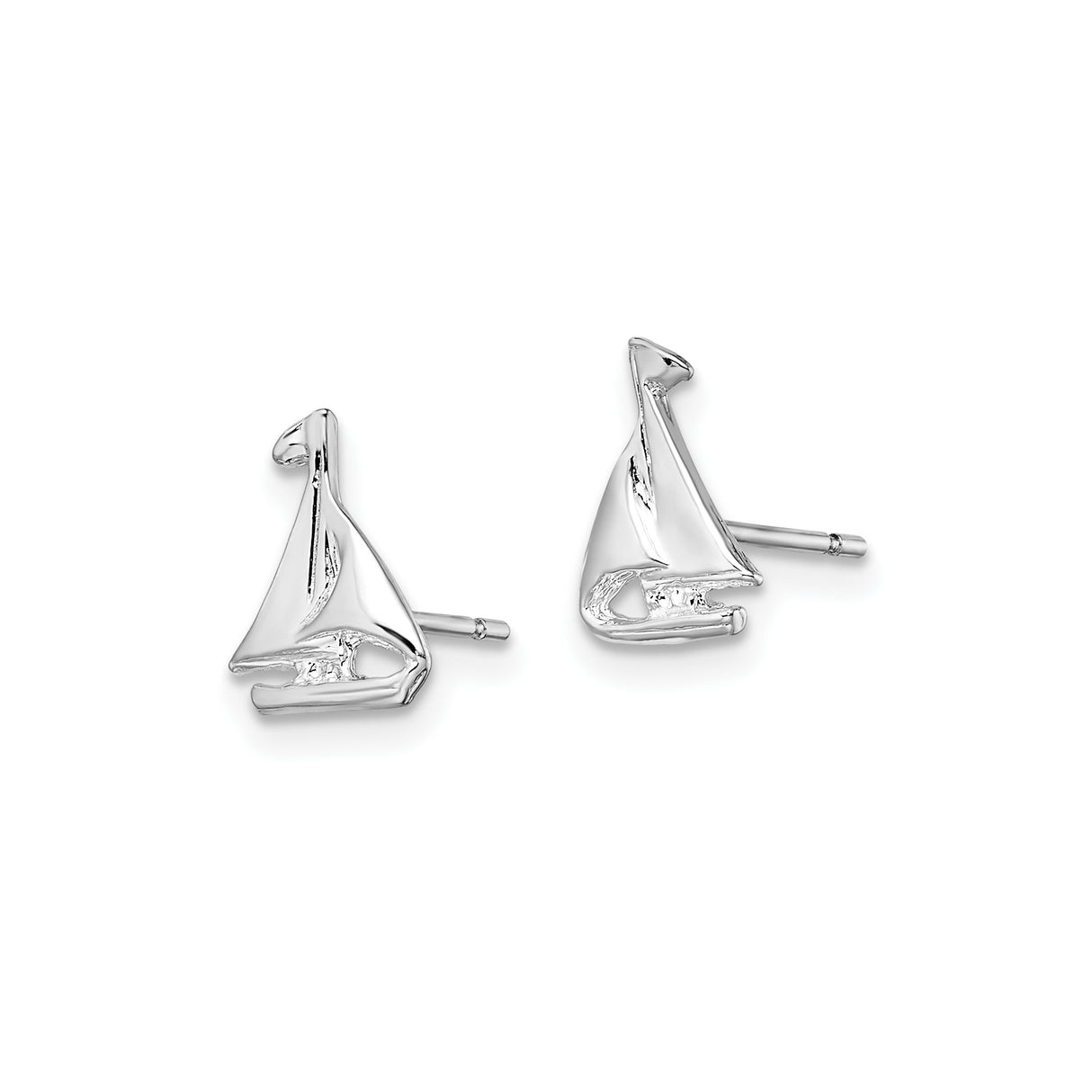 Sterling Silver Sailboat Stud Earrings, Nautical Ocean-Inspired Design for Women