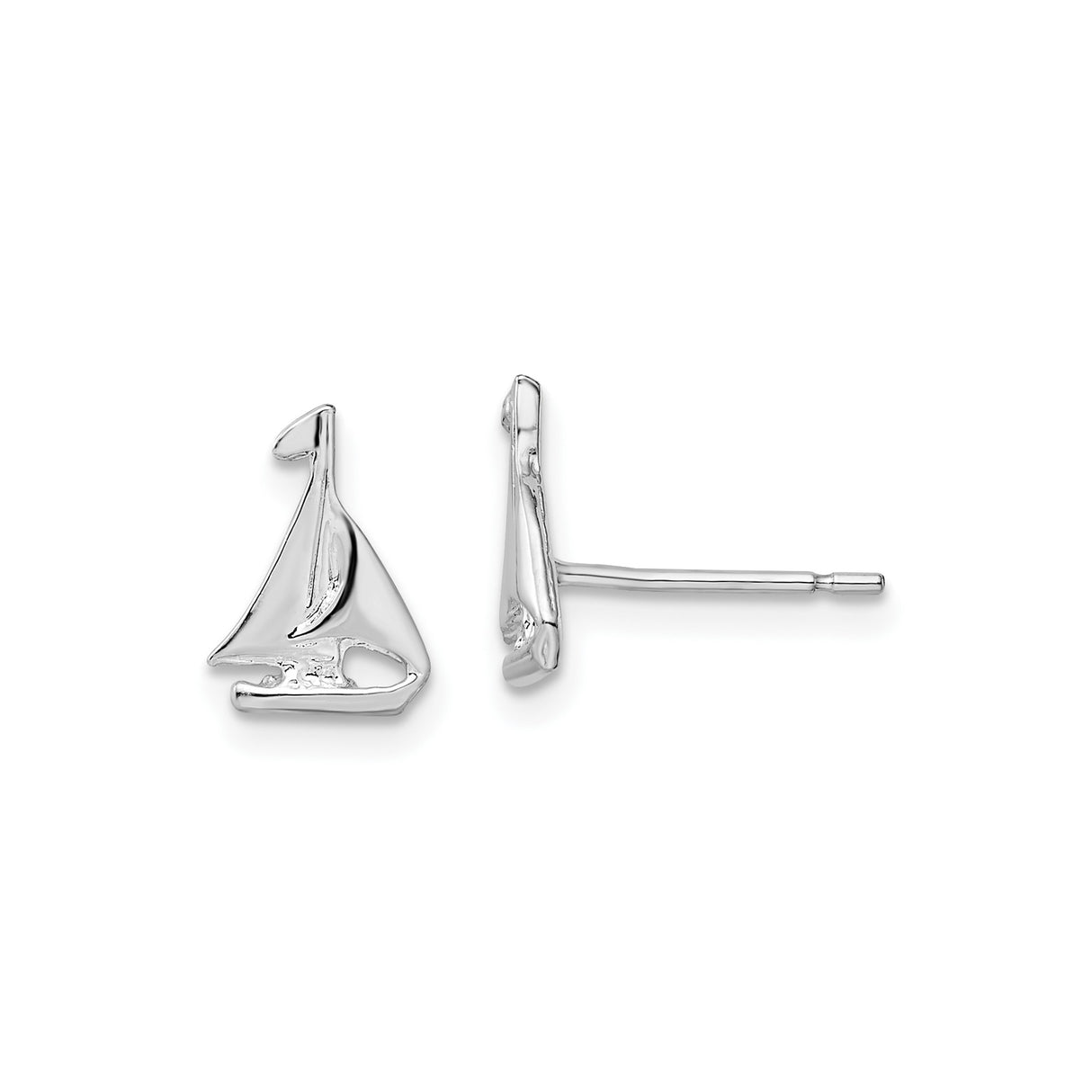 Sterling Silver Sailboat Stud Earrings, Nautical Ocean-Inspired Design for Women