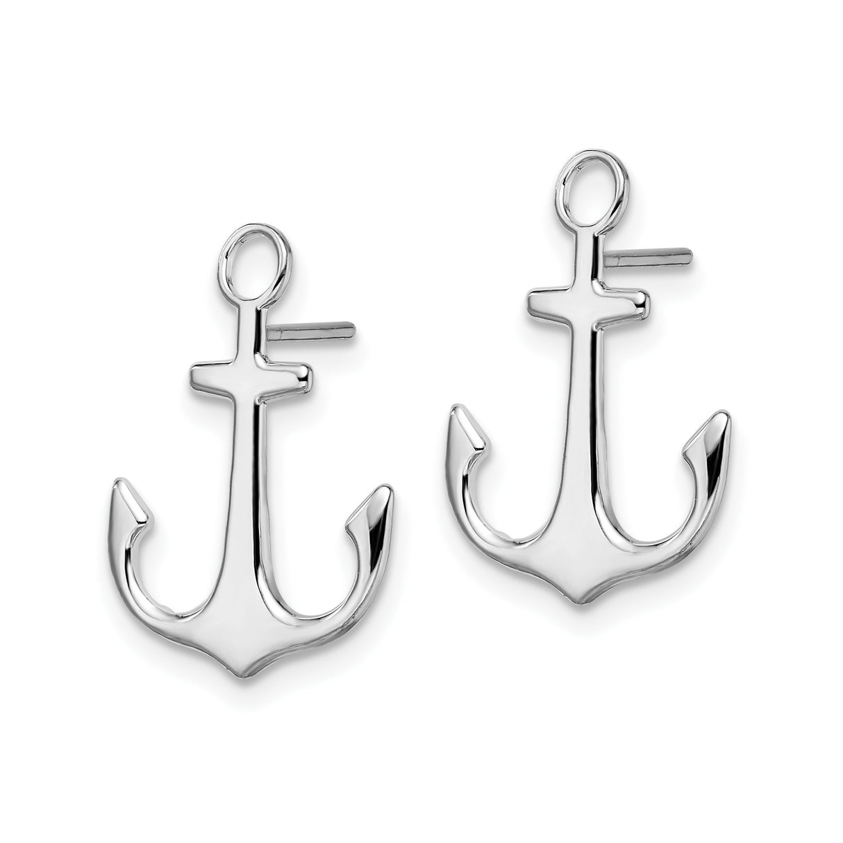 Sterling Silver Anchor Stud Earrings, Polished Nautical Design for Women