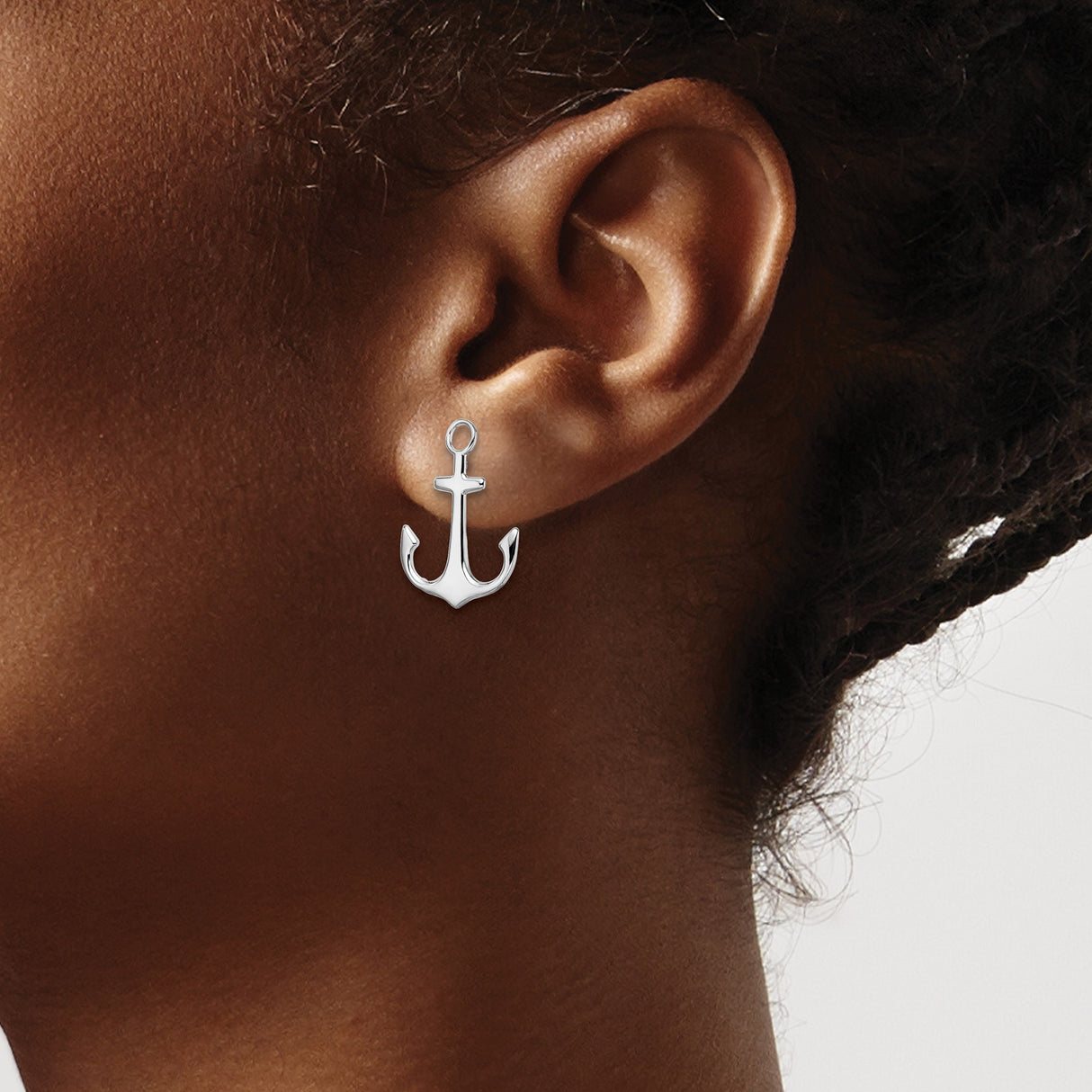 Sterling Silver Anchor Stud Earrings, Polished Nautical Design for Women