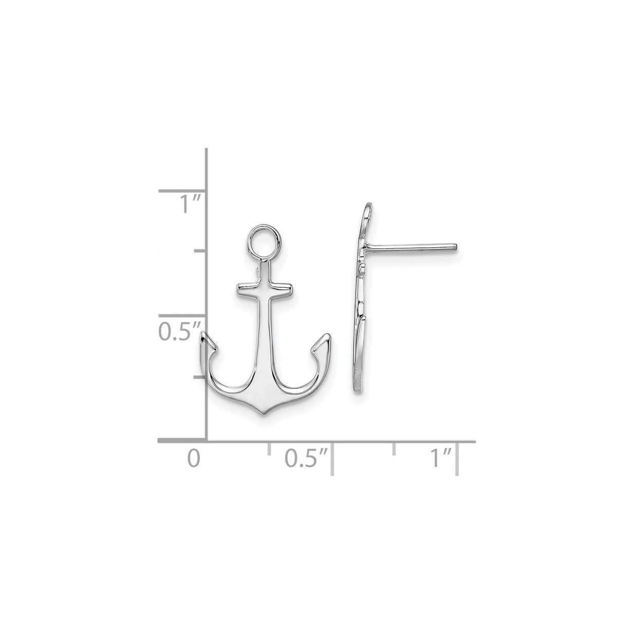 Sterling Silver Anchor Stud Earrings, Polished Nautical Design for Women