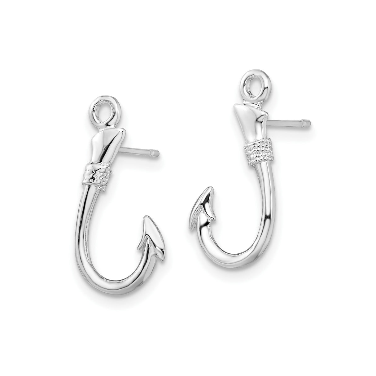 Sterling Silver Fish Hook Stud Earrings, Nautical Design, Ocean Themed Jewelry for Men