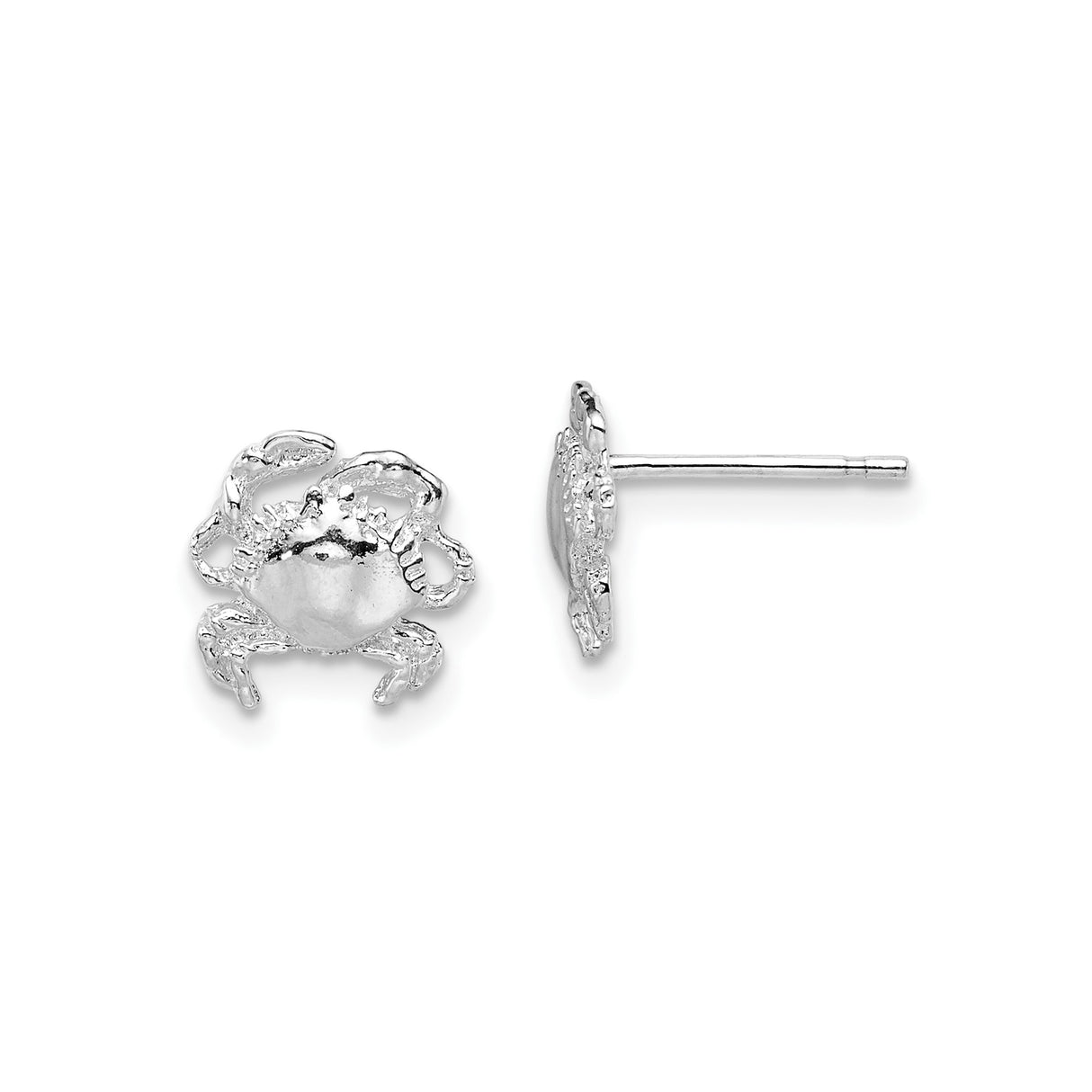 Sterling Silver Crab Stud Earrings, Nautical Sea Life Cancer Zodiac Theme for Women