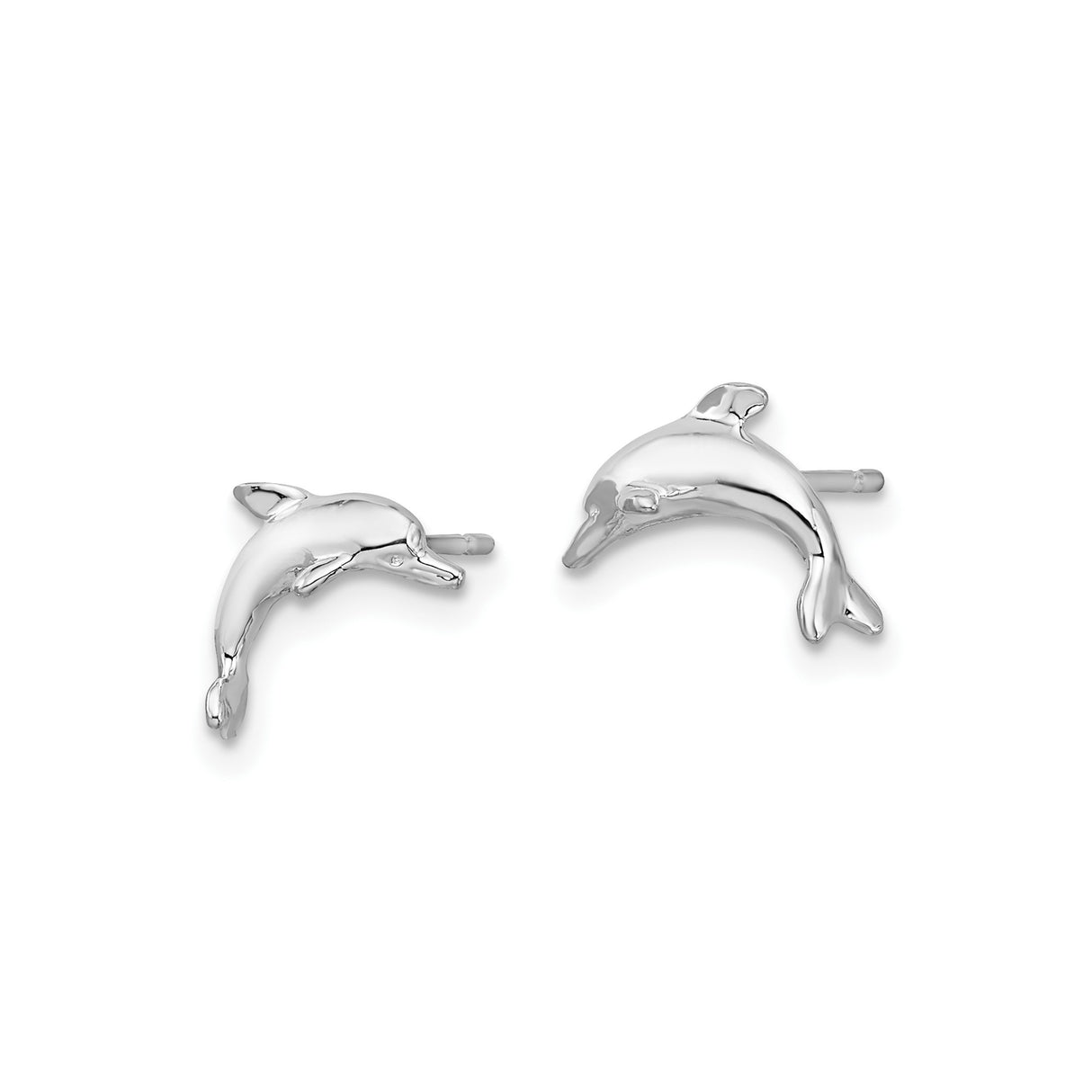 Sterling Silver Dolphin Stud Earrings, Minimalist Ocean Style Nautical Animal Motif
