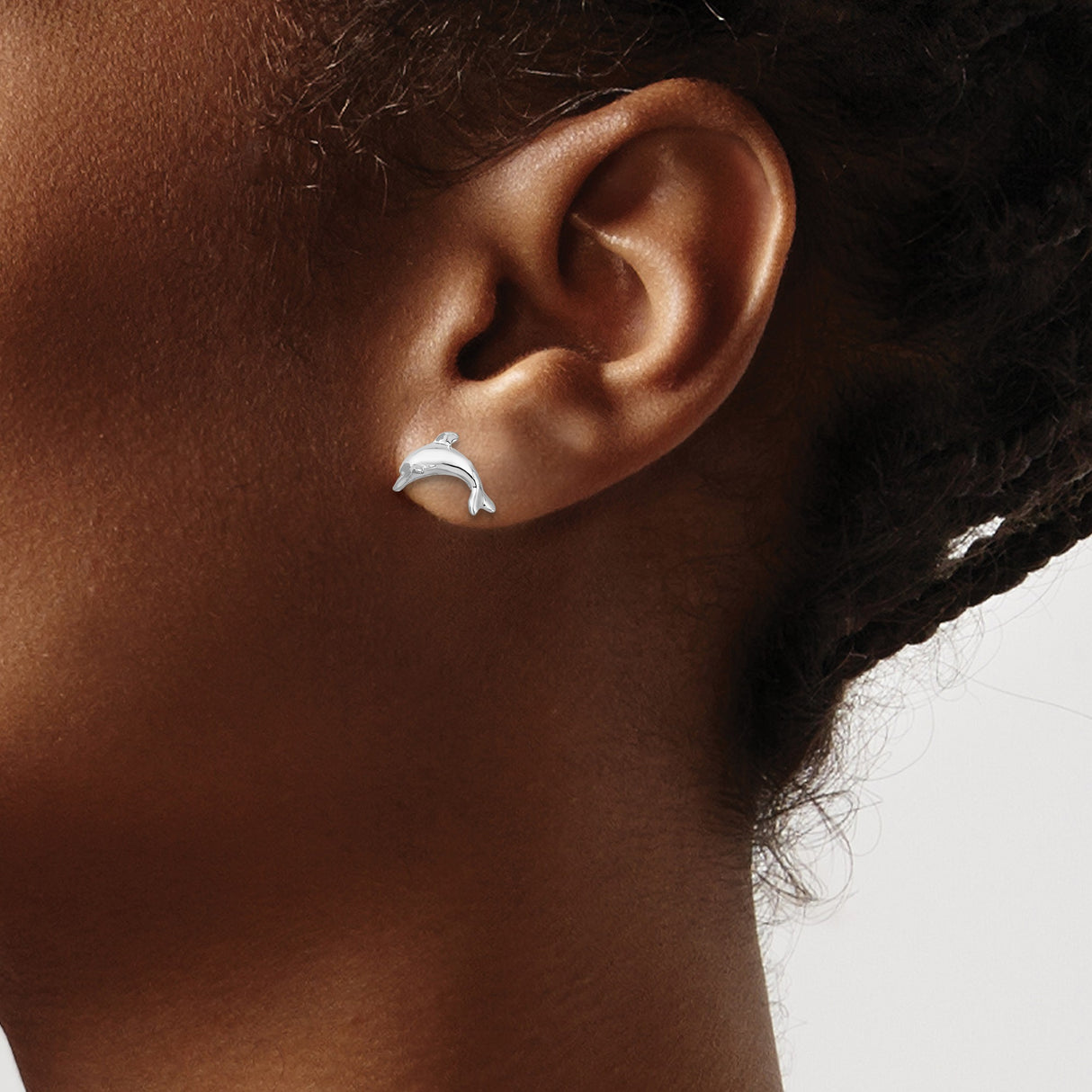 Sterling Silver Dolphin Stud Earrings, Minimalist Ocean Style Nautical Animal Motif