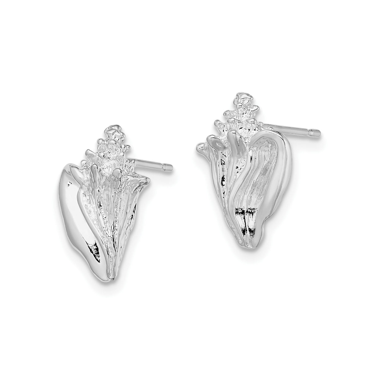 Sterling Silver Floral Bud Stud Earrings with Textured Petal Design
