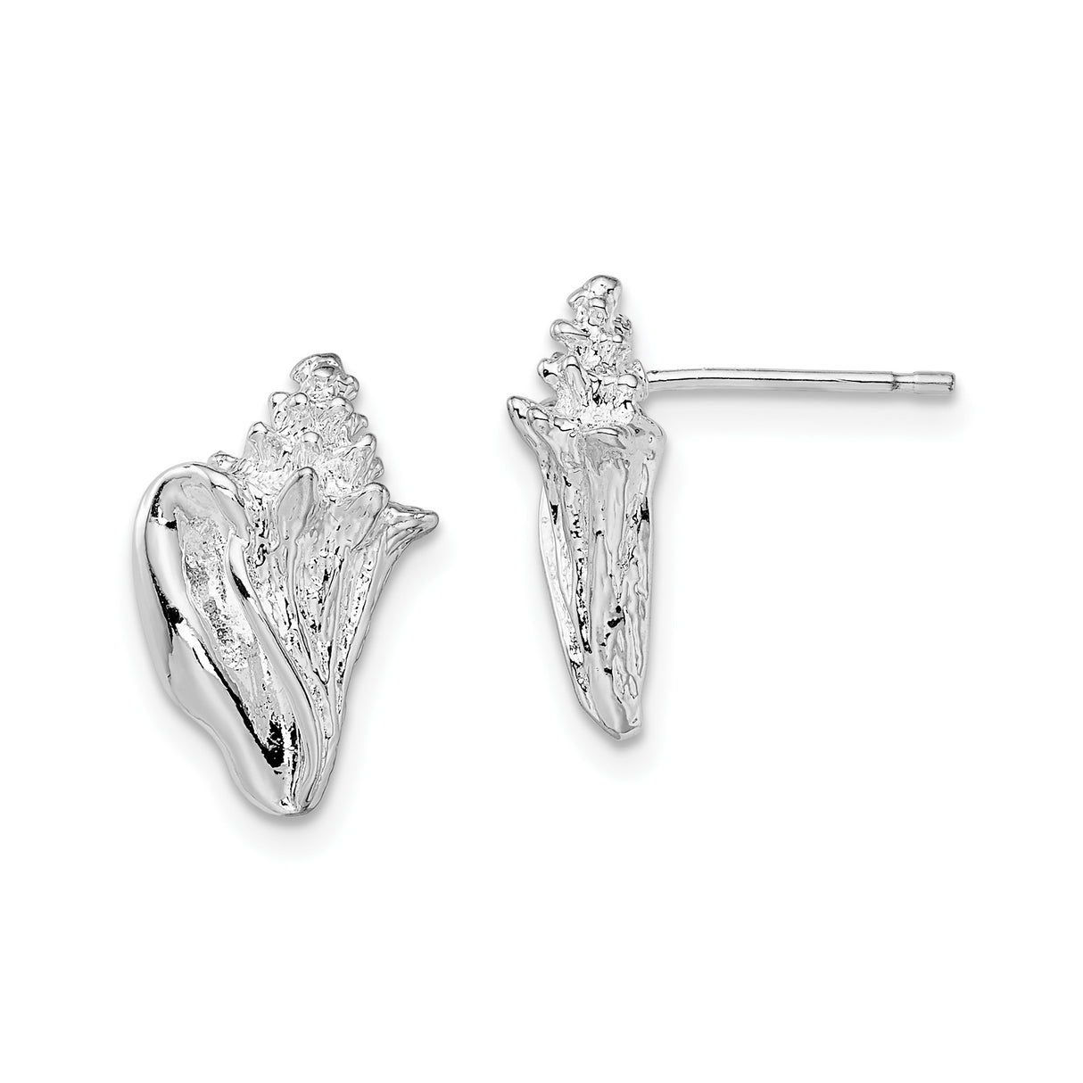 Sterling Silver Floral Bud Stud Earrings with Textured Petal Design