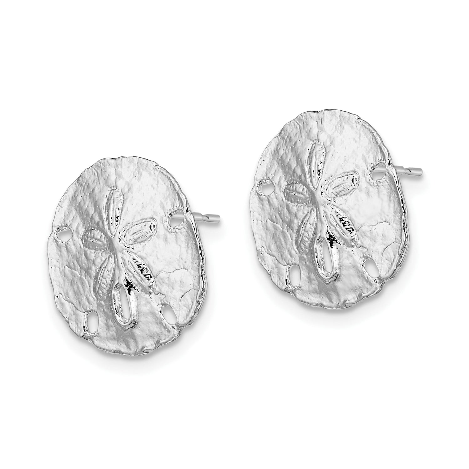 Sterling Silver Sand Dollar Stud Earrings, Ocean-Inspired Coastal Nautical Design for Women