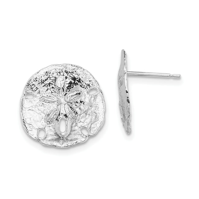 Sterling Silver Sand Dollar Stud Earrings, Ocean-Inspired Coastal Nautical Design for Women