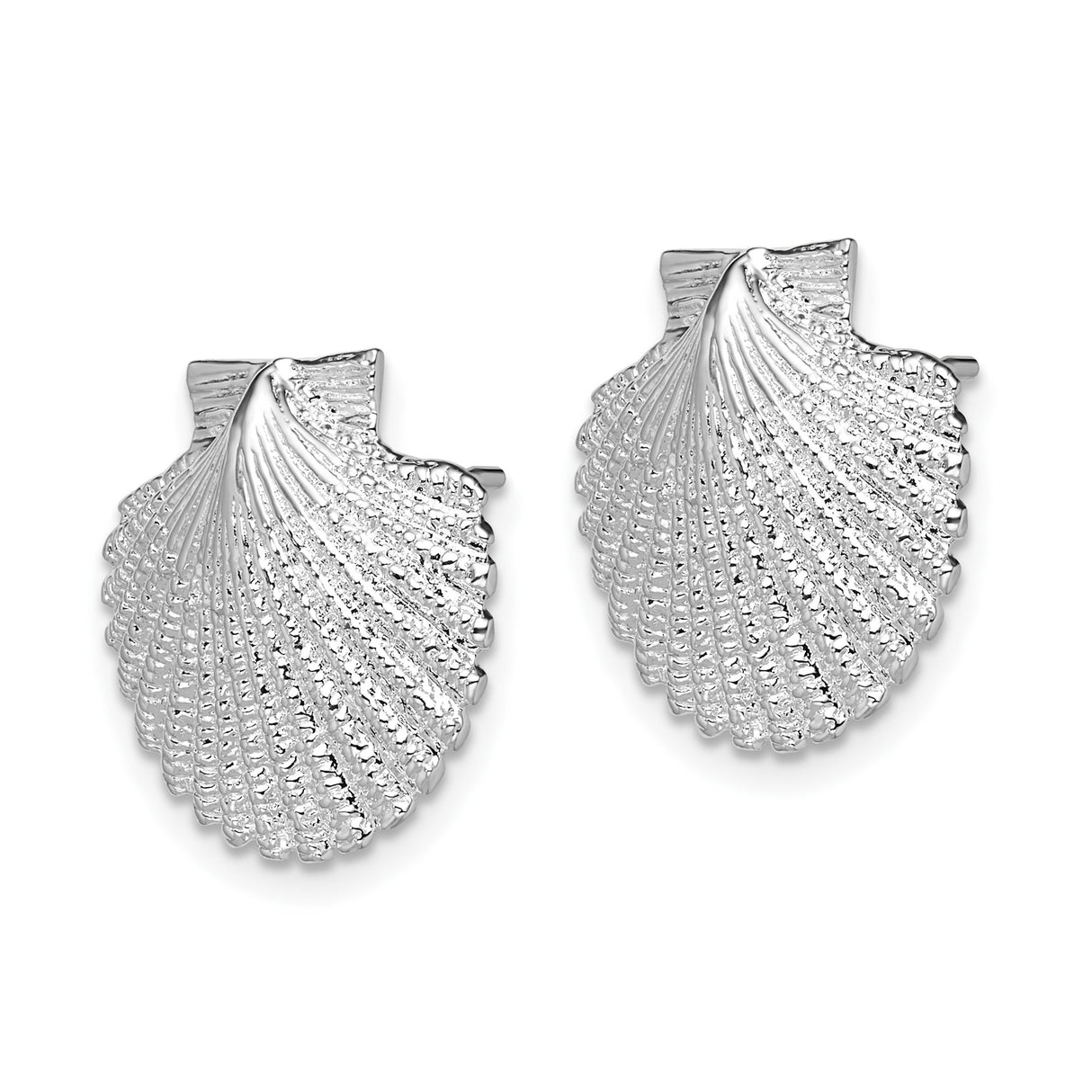 Sterling Silver Scallop Shell Stud Earrings, Coastal Nautical Theme for Women