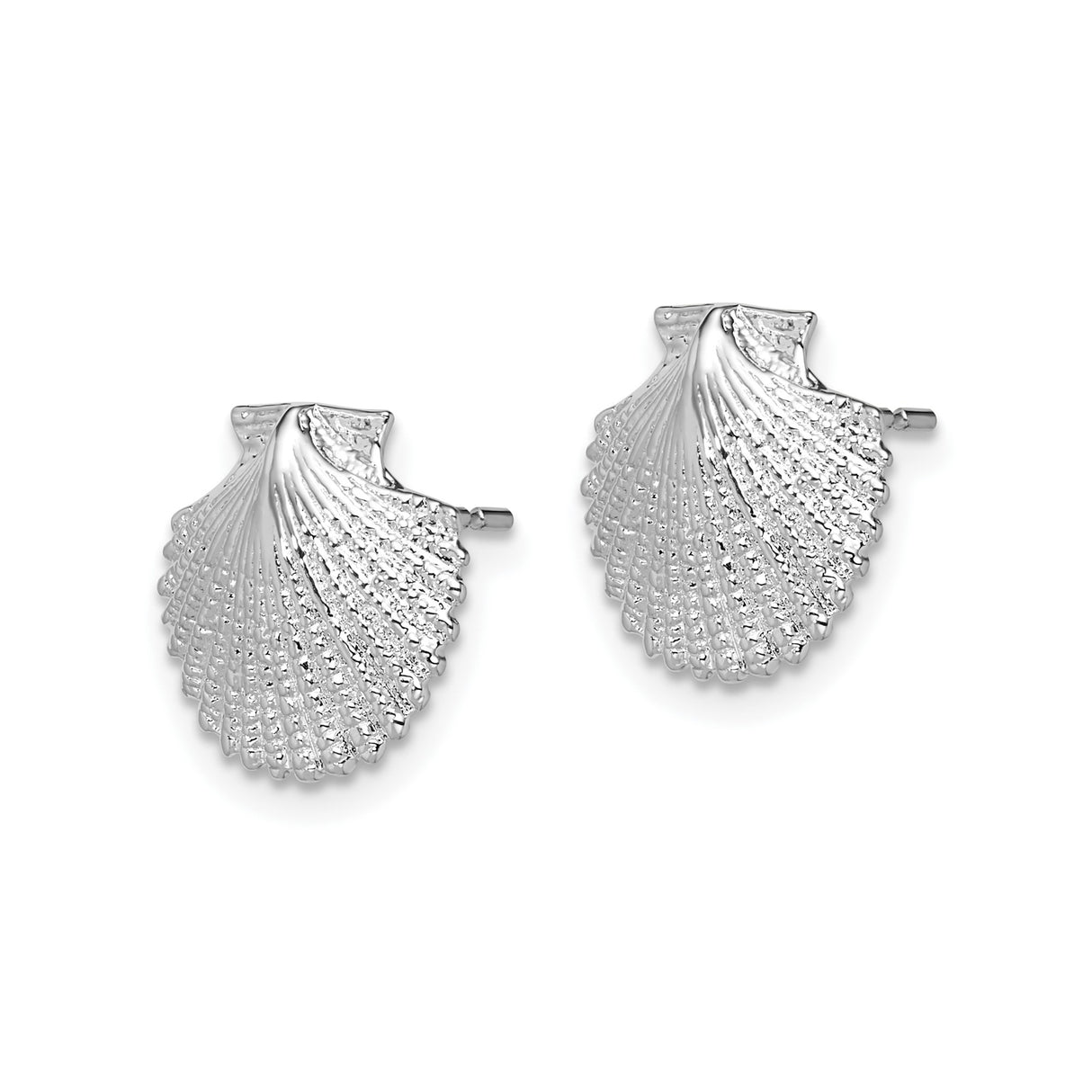 Sterling Silver Scallop Shell Stud Earrings, Nautical Coastal Design for Women