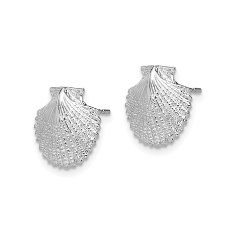 Sterling Silver Scallop Shell Stud Earrings, Nautical Coastal Design for Women