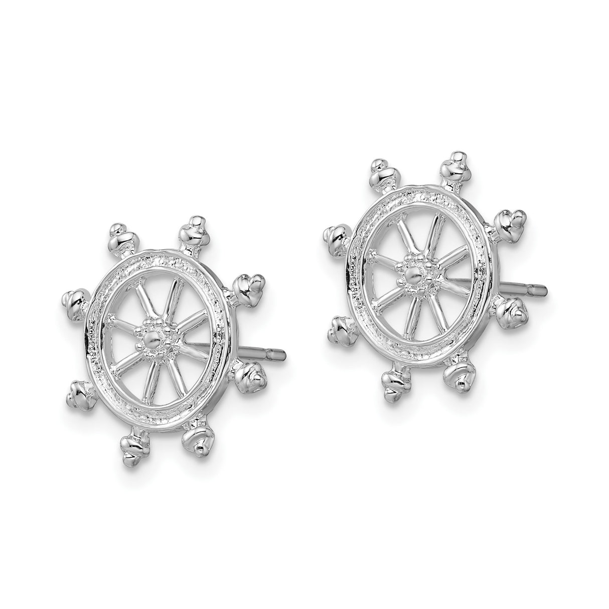 Sterling Silver Ship Wheel Stud Earrings, Nautical Ocean Theme, Unisex Coastal Jewelry