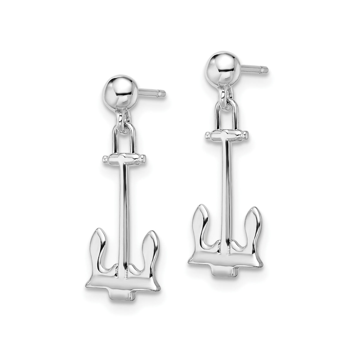 Sterling Silver Anchor Dangle Earrings with Nautical Design for Women