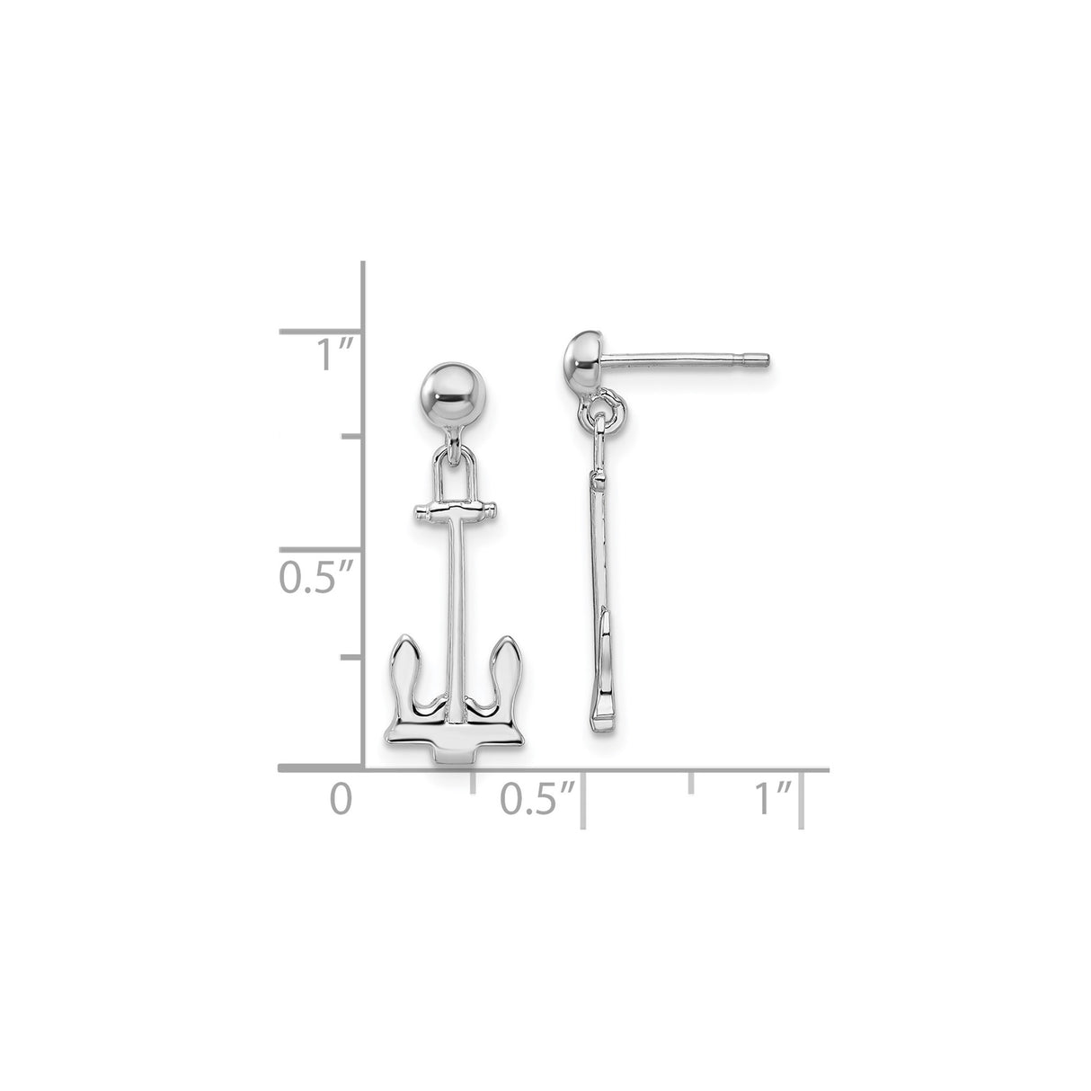 Sterling Silver Anchor Dangle Earrings with Nautical Design for Women