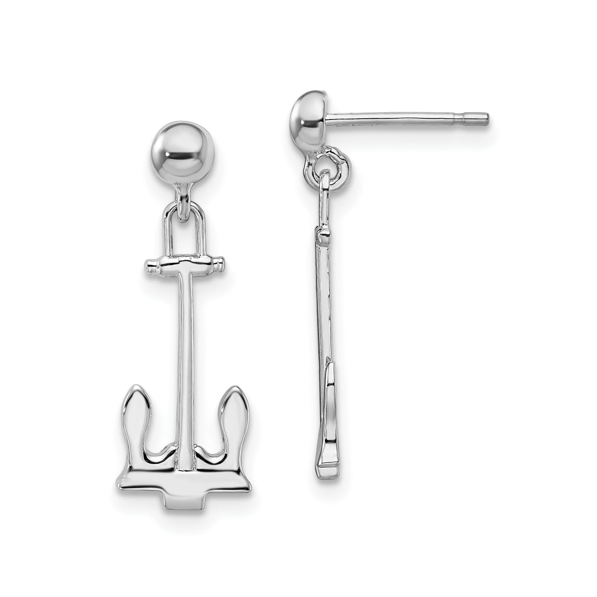 Sterling Silver Anchor Dangle Earrings with Nautical Design for Women