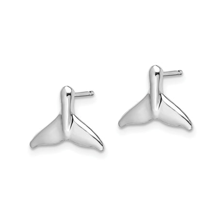 Sterling Silver Whale Tail Stud Earrings, Minimalist Ocean-Inspired Nautical Design for Women