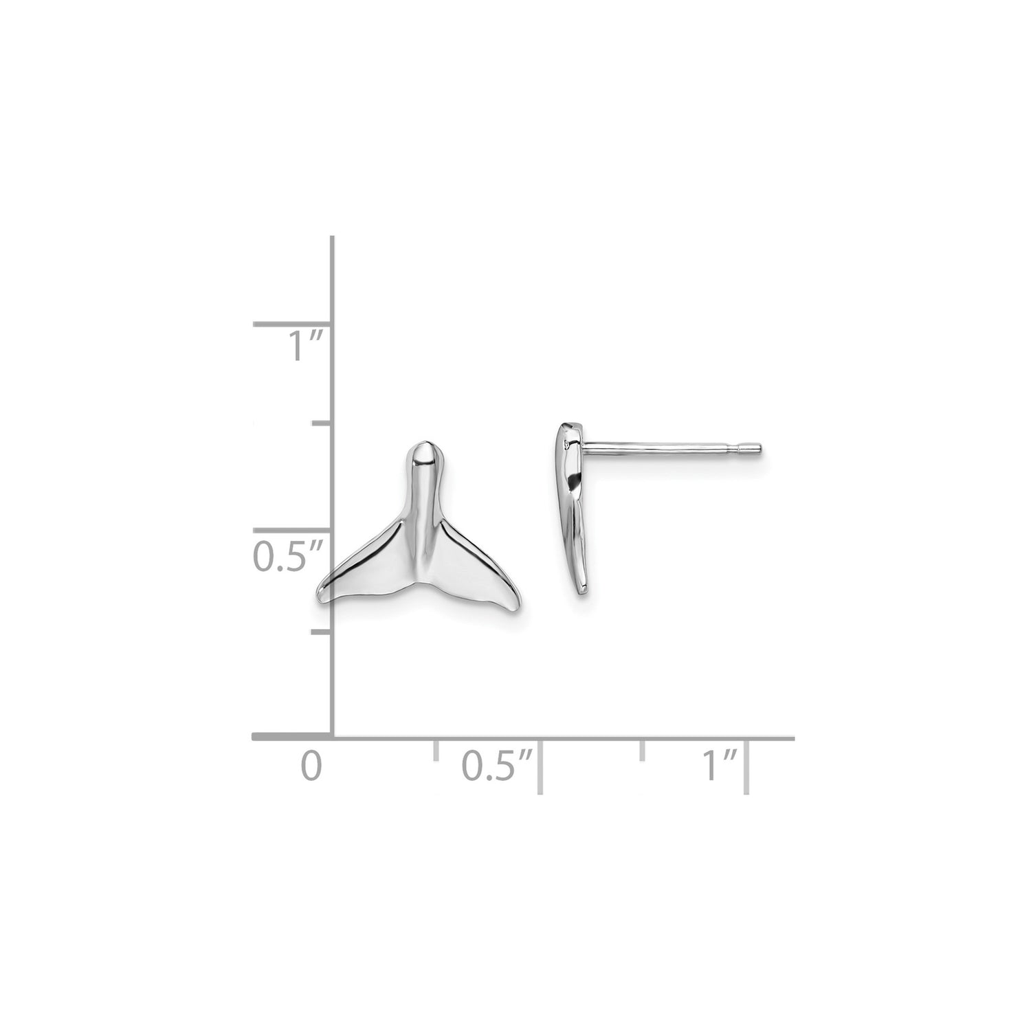 Sterling Silver Whale Tail Stud Earrings, Minimalist Ocean-Inspired Nautical Design for Women