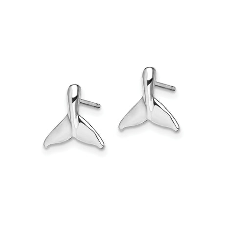 Sterling Silver Whale Tail Stud Earrings, Minimalist Ocean Design, Nautical Sea Life Theme