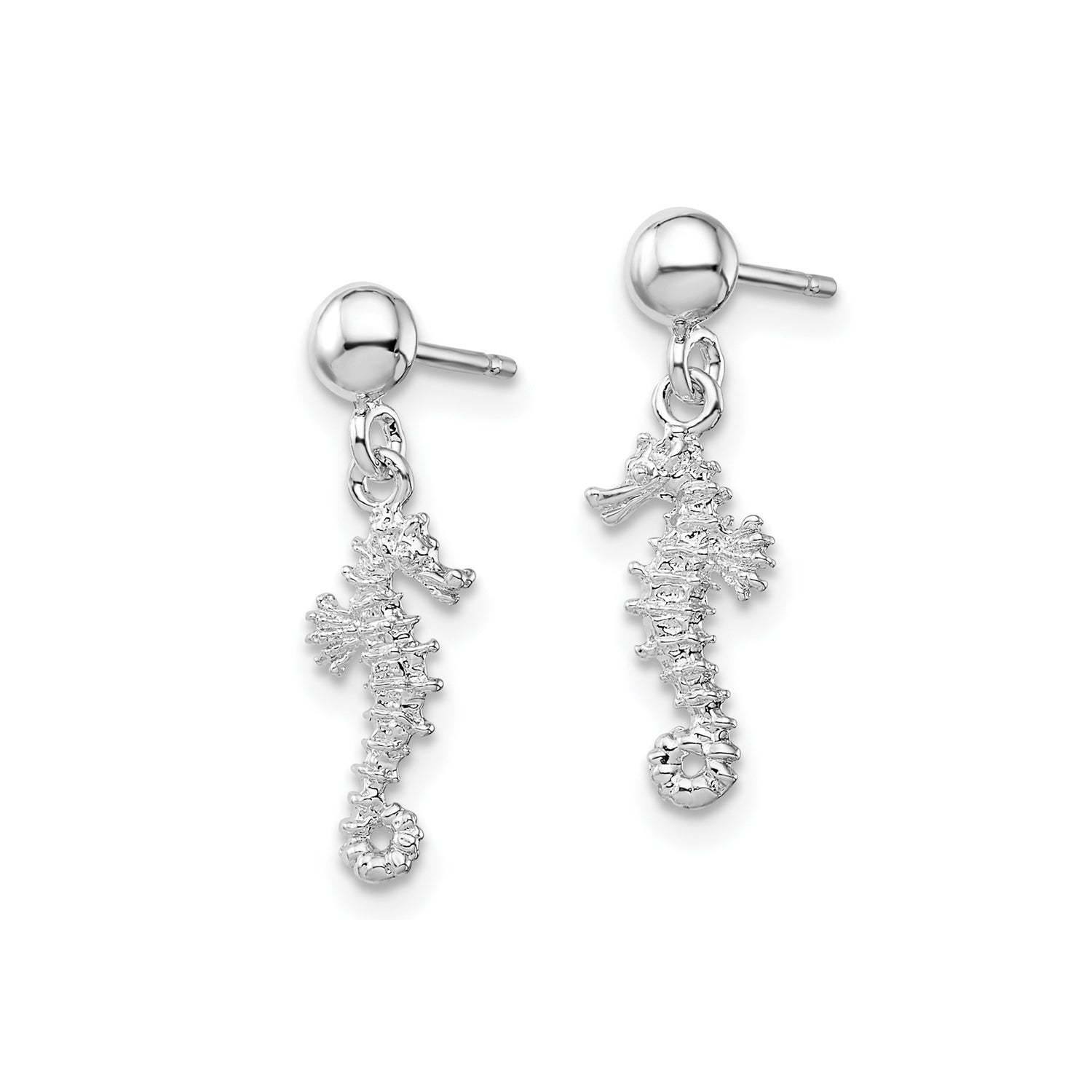 Sterling Silver Seahorse Dangle Earrings, Ocean Inspired Marine Life Jewelry for Women