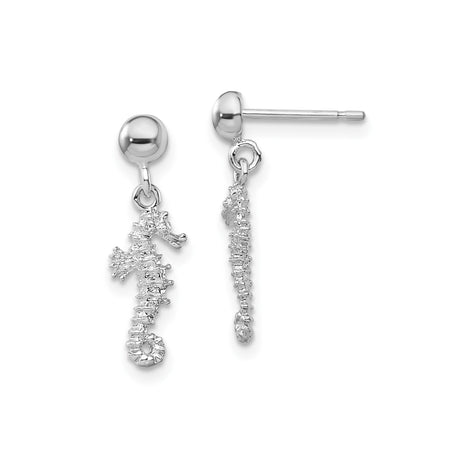 Sterling Silver Seahorse Dangle Earrings, Ocean Inspired Marine Life Jewelry for Women