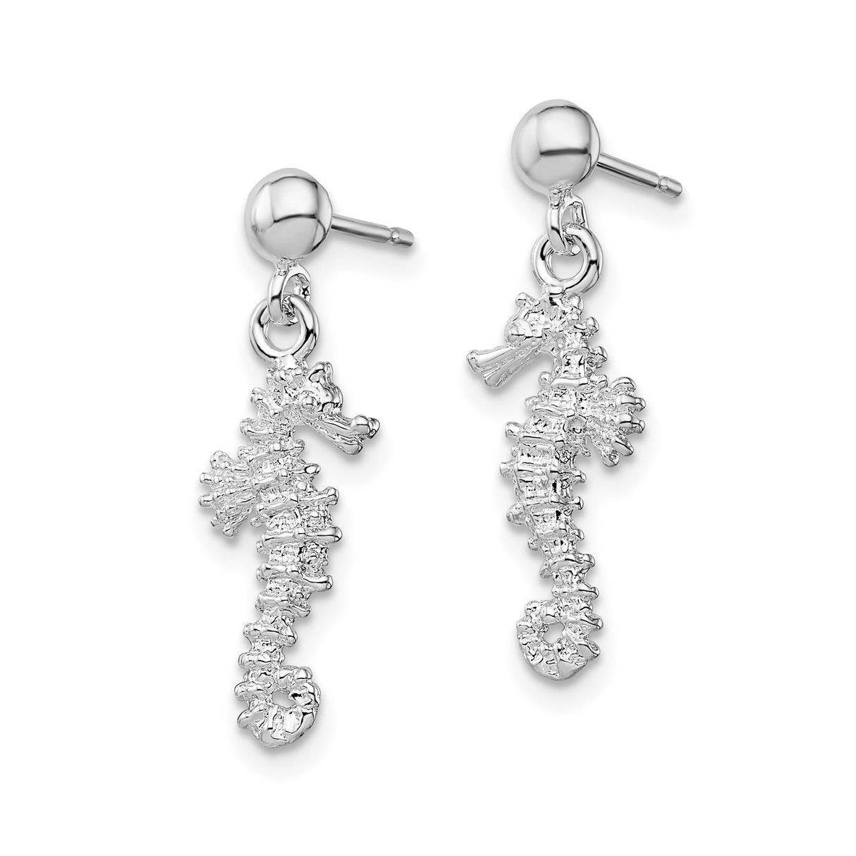 Sterling Silver Seahorse Dangle Earrings, Ocean Inspired Nautical Beach Jewelry for Women