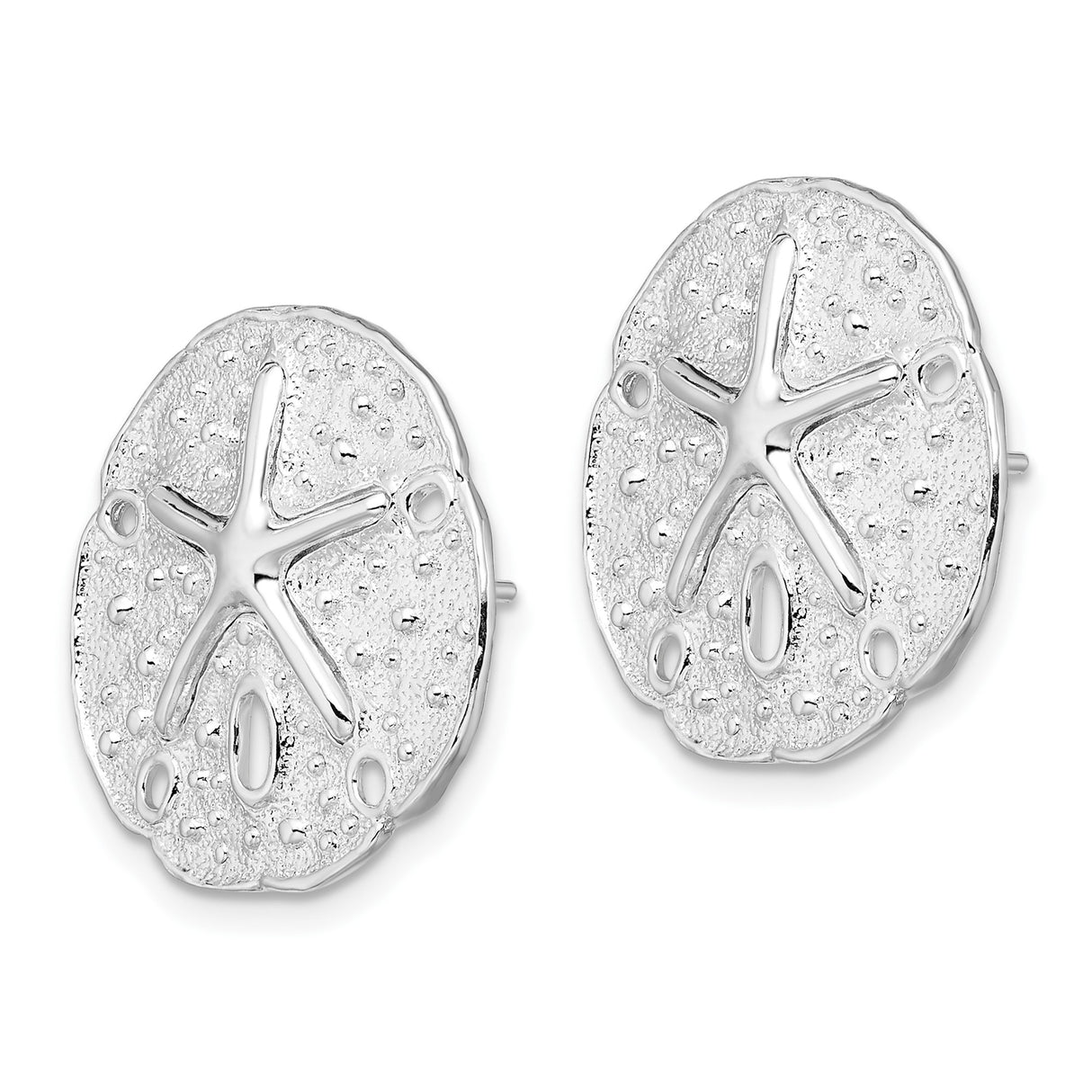 Sterling Silver Sand Dollar Stud Earrings, Nautical Beach Theme for Women