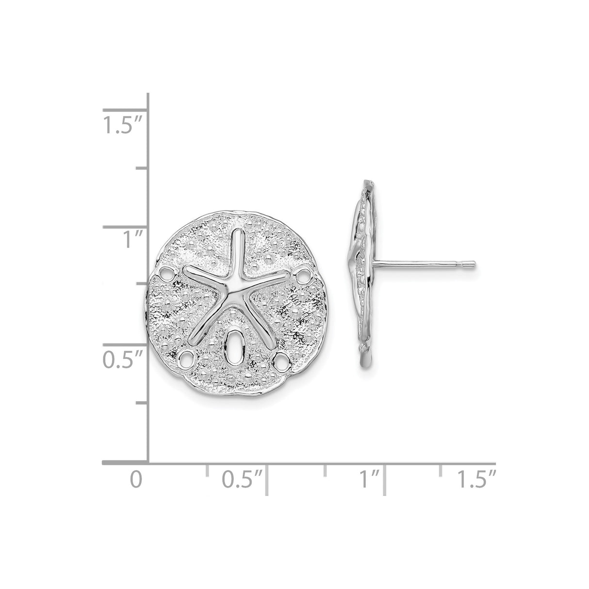 Sterling Silver Sand Dollar Stud Earrings, Nautical Beach Theme for Women