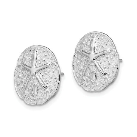 Sterling Silver Sand Dollar Stud Earrings, Ocean Inspired Sea Life Design for Women