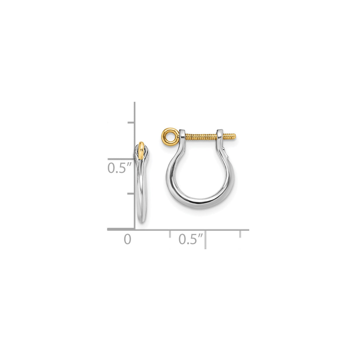 Sterling Silver Pendant, Two Tone Horseshoe Clamp, Nautical Shackle Charm, Unisex Jewelry