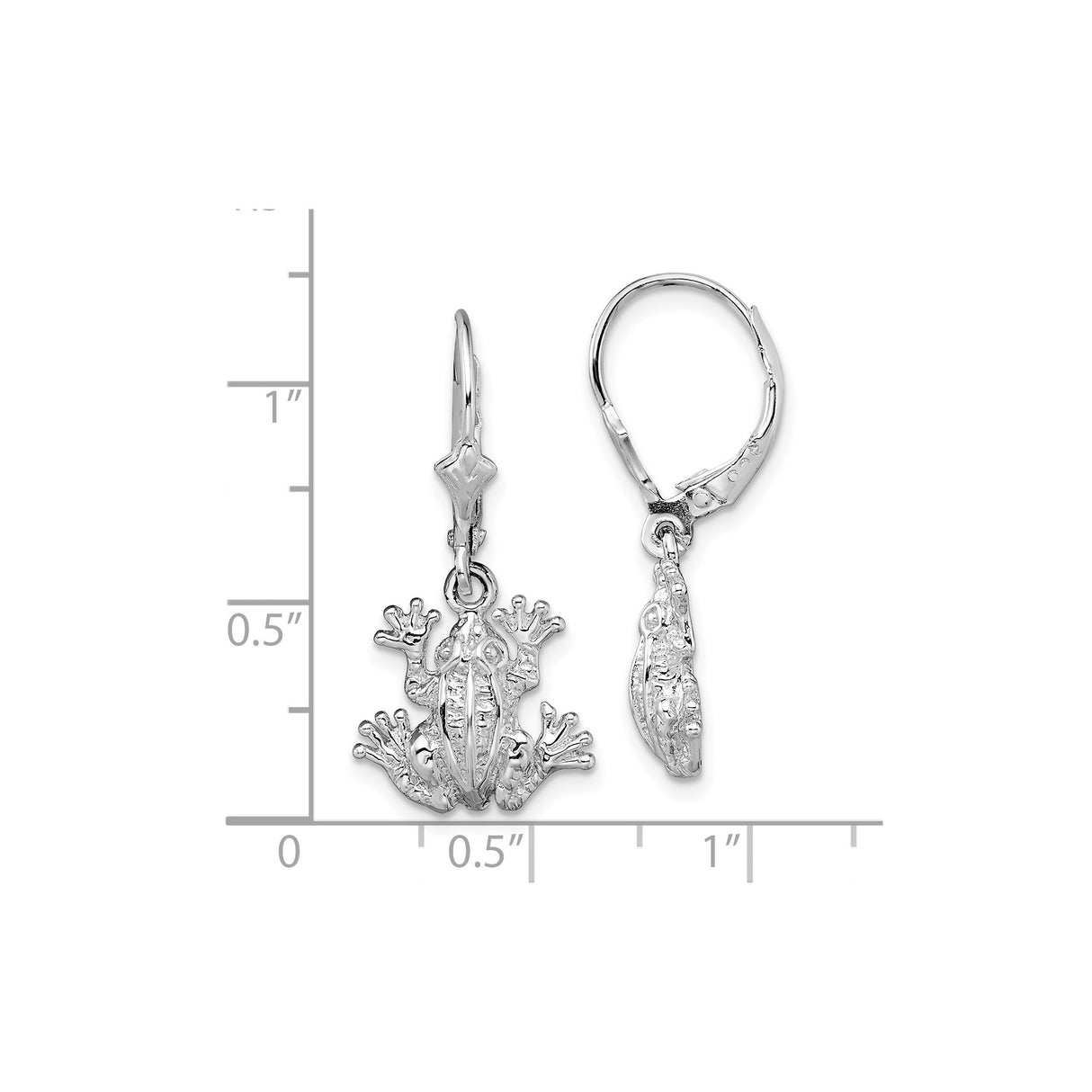 Sterling Silver Leverback Earrings with 3D Frog Charm, Nature-Inspired Animal Jewelry for Women