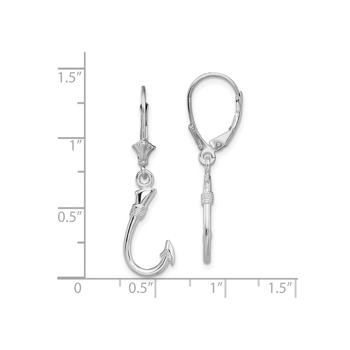 Sterling Silver Fish Hook Leverback Earrings, Nautical Dangle Coastal Jewelry for Women