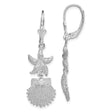 Sterling Silver Dangle Earrings with Starfish and Seashell Charms, Coastal Nautical Style
